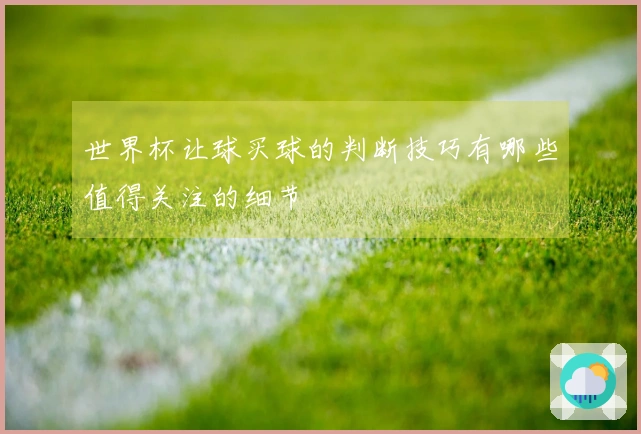 世界杯让球买球的判断技巧有哪些值得关注的细节